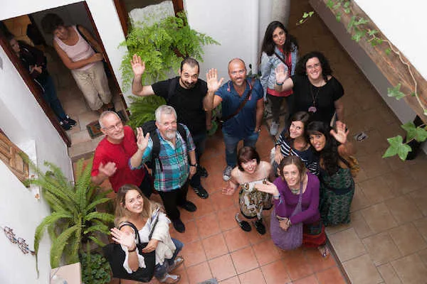 Students in Granada Spanish Language School, Courtyard. Spain.