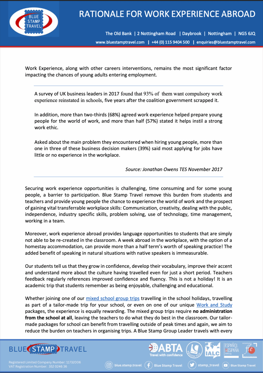 Rationale for Head of Department / SLT / Trustees / Governors