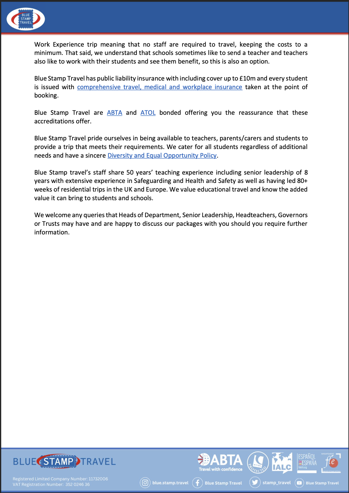 Rationale for Head of Department / SLT / Trustees / Governors