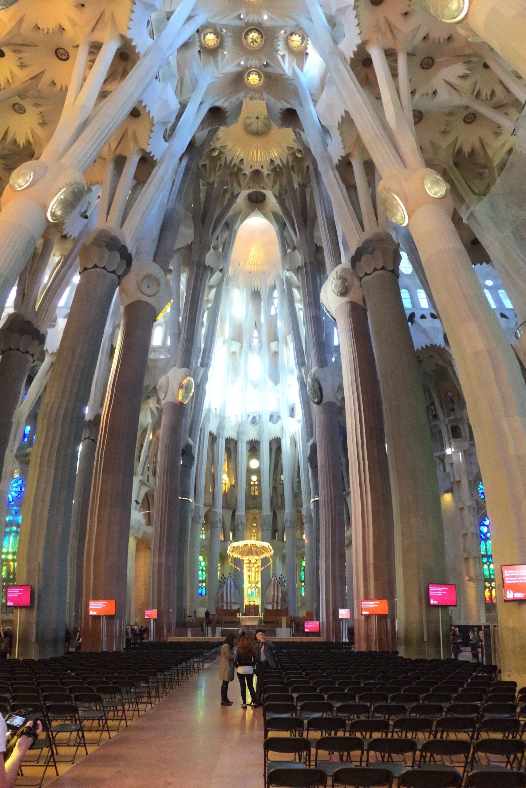 Inside the Sagrada Familia, Barcelona, Spain.