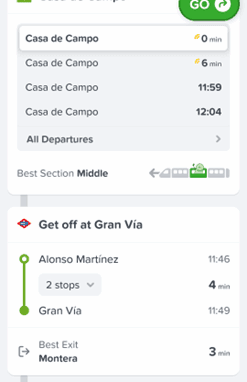 A screenshot of the CityMapper homescreen