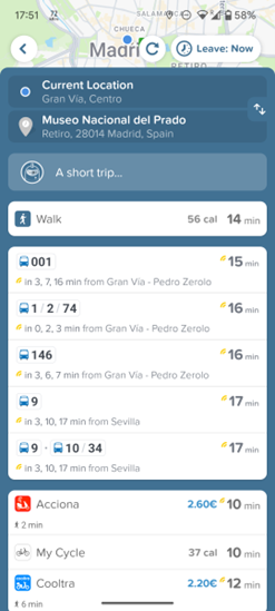 A screenshot of the Citymapper app