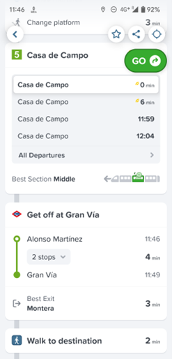 A screenshot of the Citymapper app