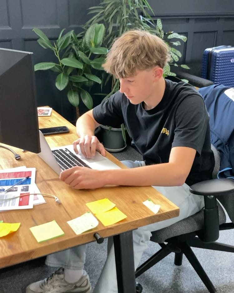 Photo of Matt Wilkinson during his second week of work experience at Blue Stamp Travel.
