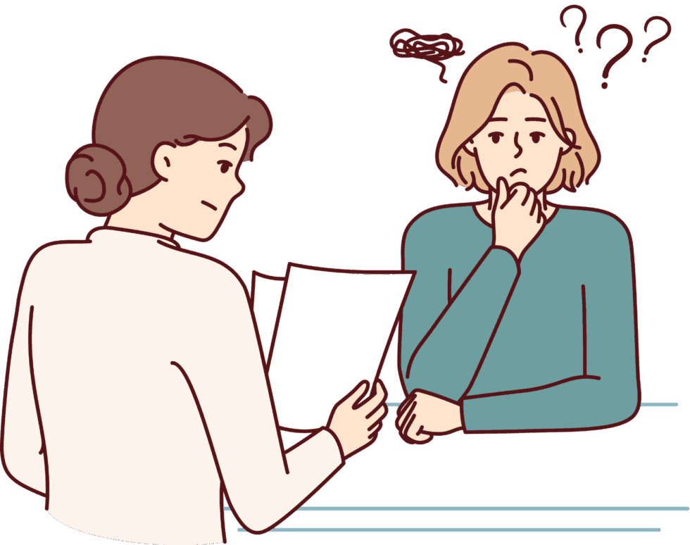 Image of somebody confused at a job interview.