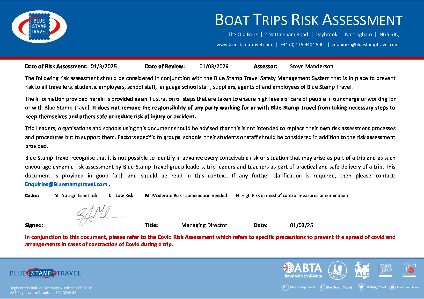 BST Boat Trip Risk Assessment