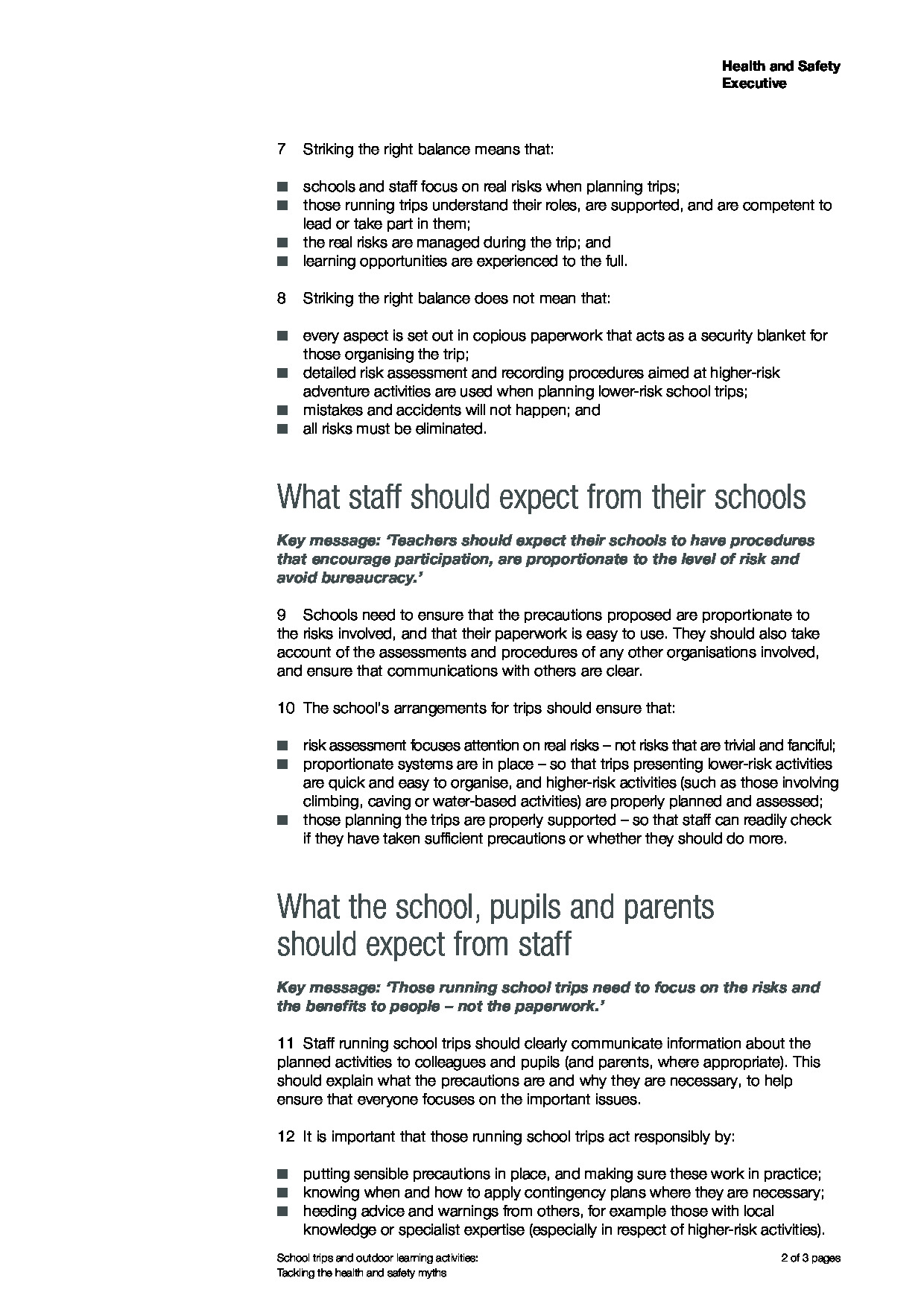 School trips and outdoor learning activities: Tackling the health and safety myths