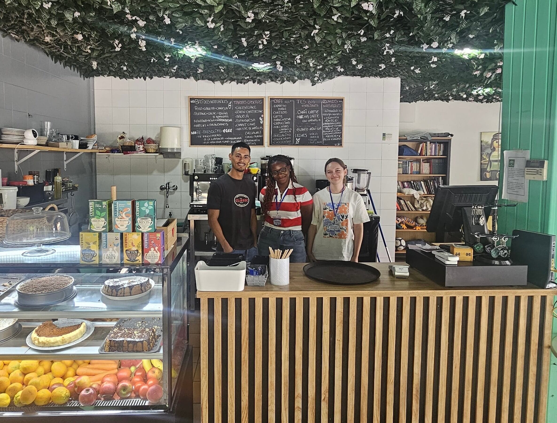 Students at a cafe work placement in Valencia.