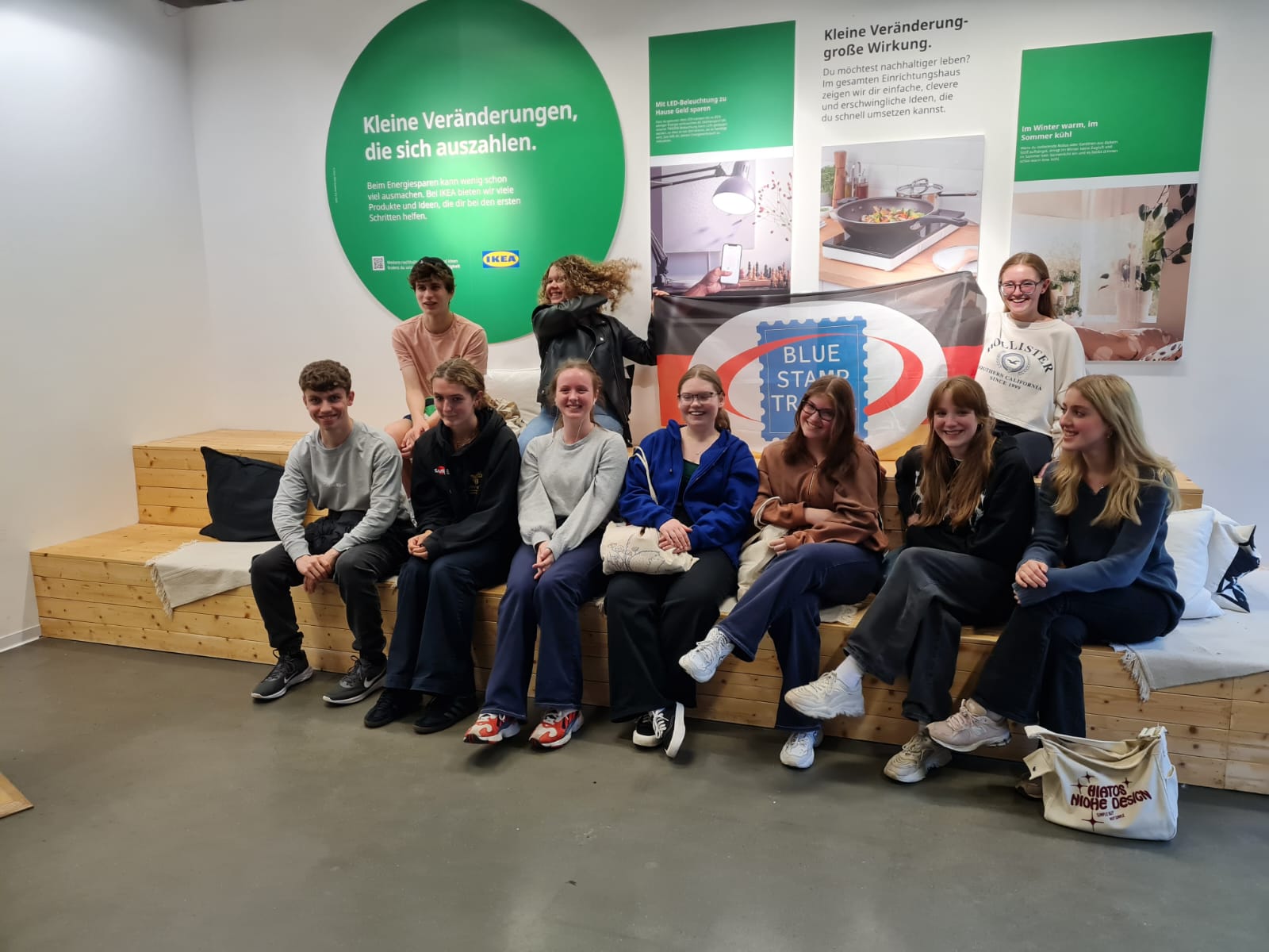 A group of students enjoy a visit to Ikea in Hamburg