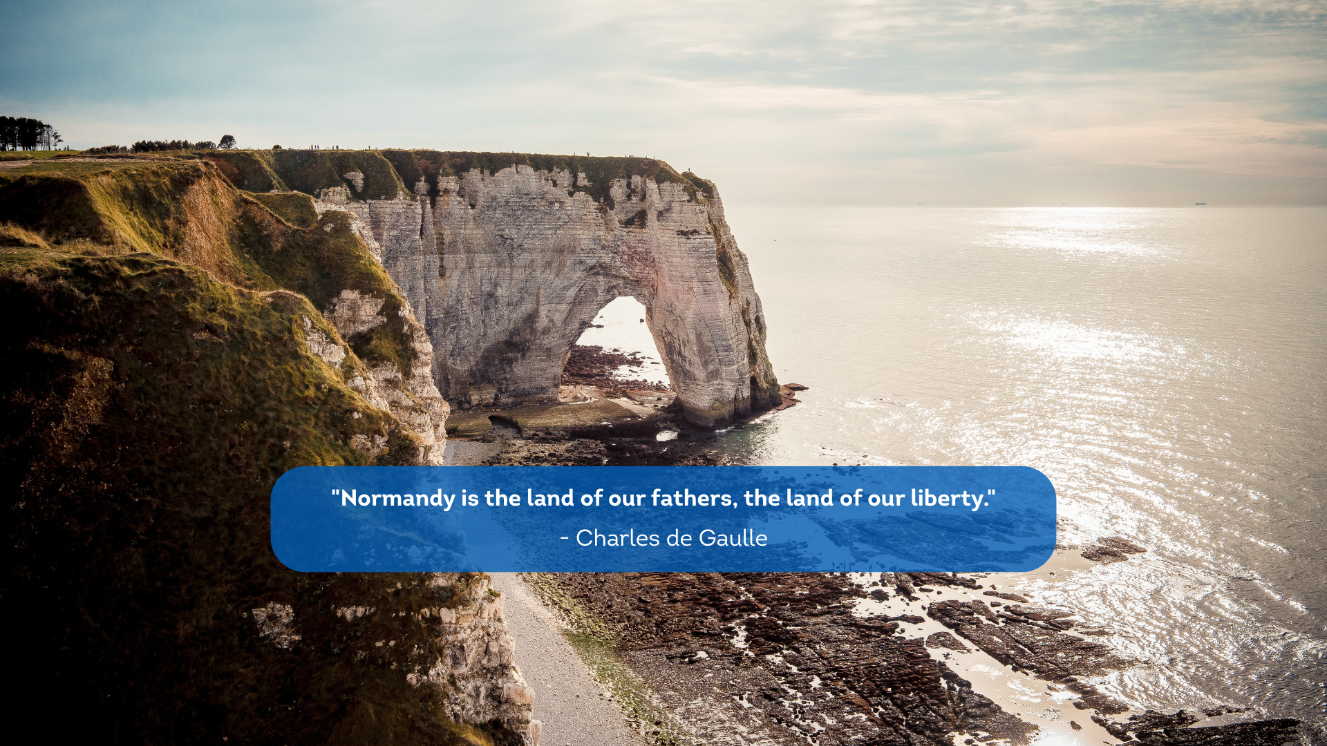 A natural arch on the cliffs of the Normandy coastline