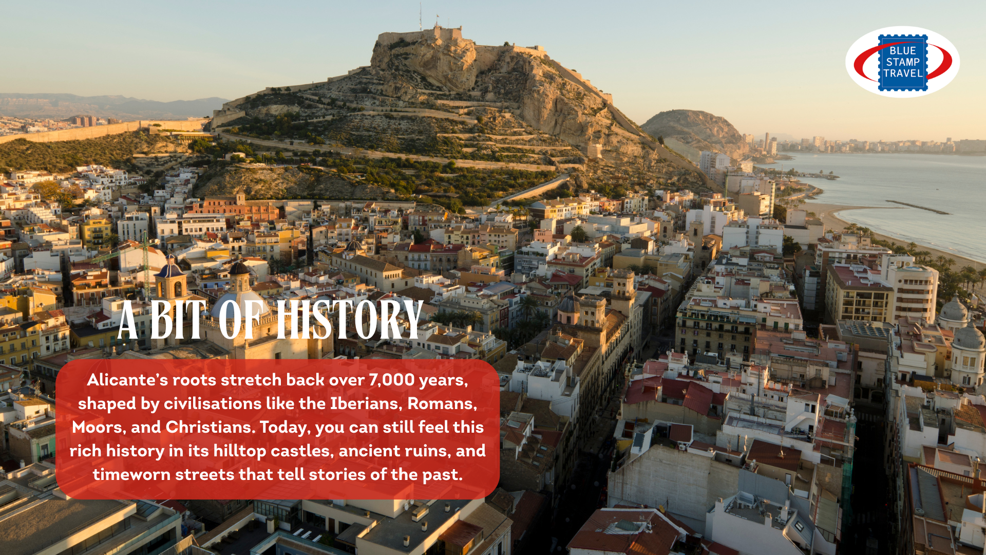 An aerial view of Alicante towards Castel Santa Barbara