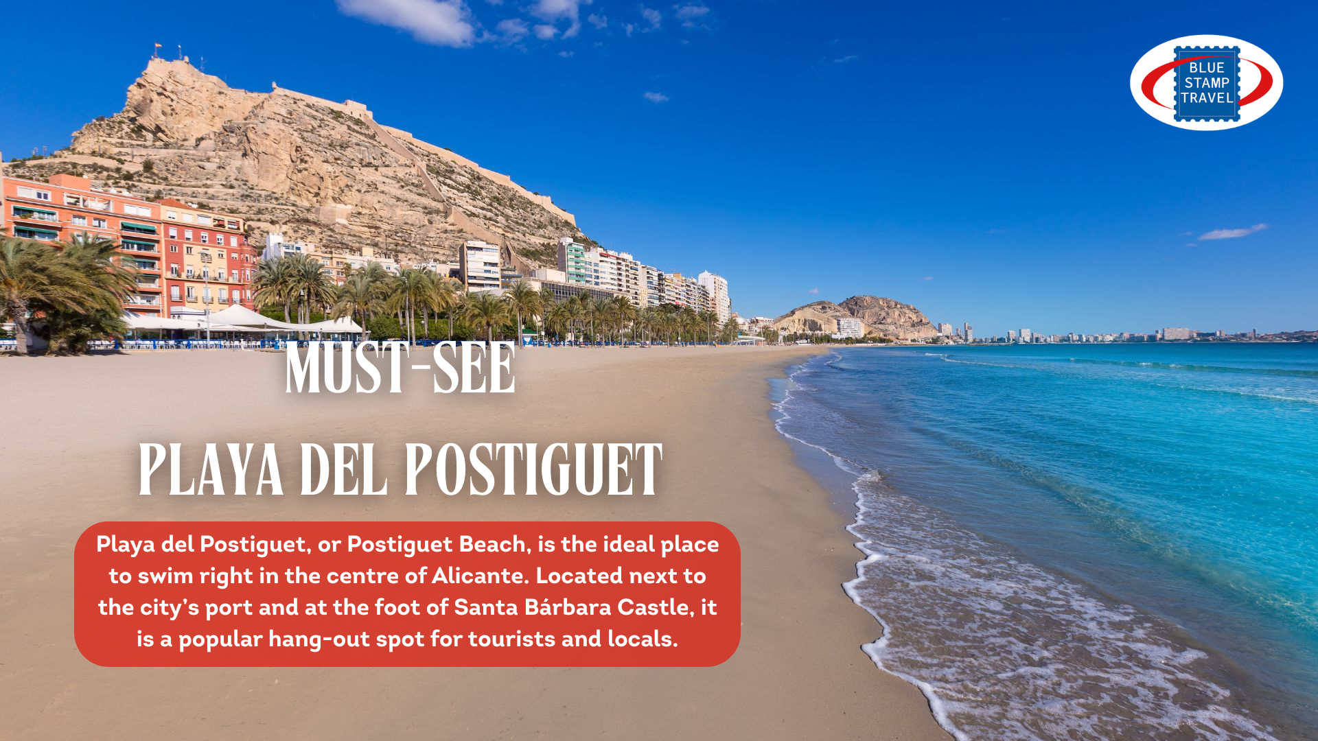 Alicante beach, with the castle in the background.