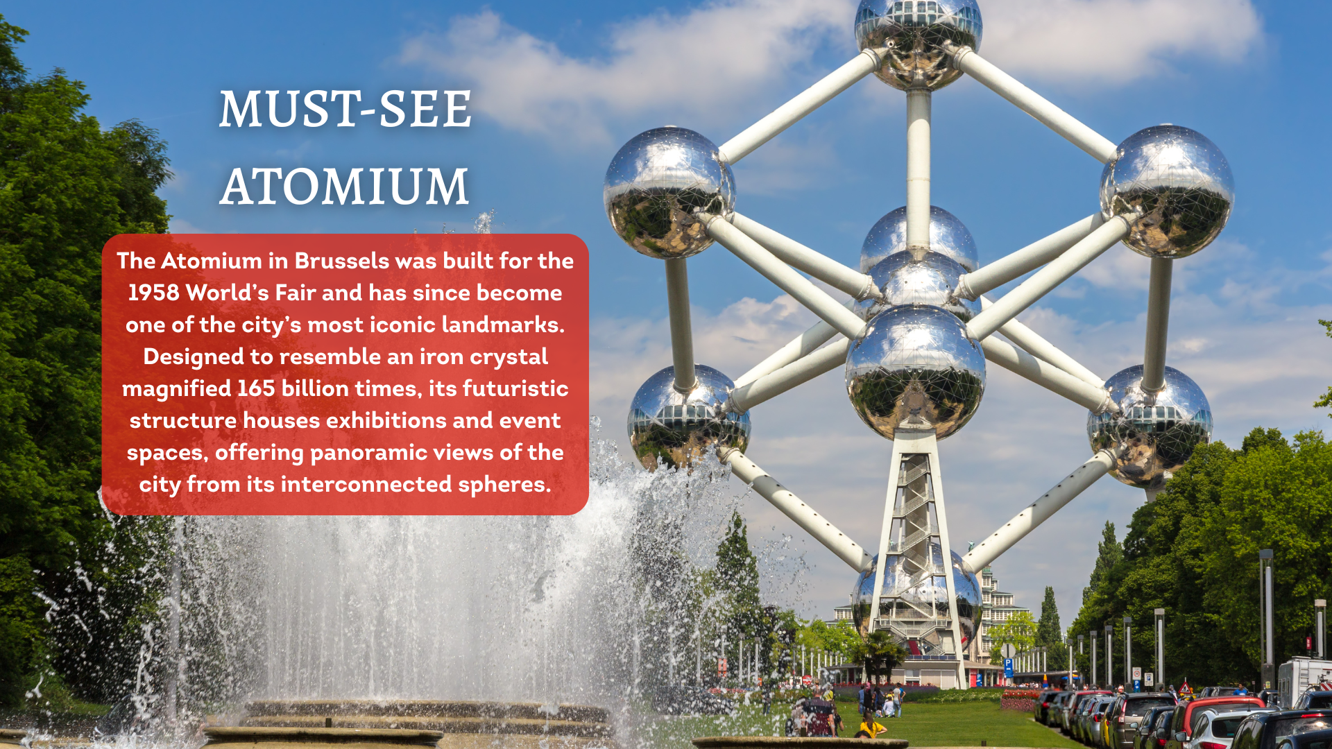 The shiny balls of the Atomium in Brussels.