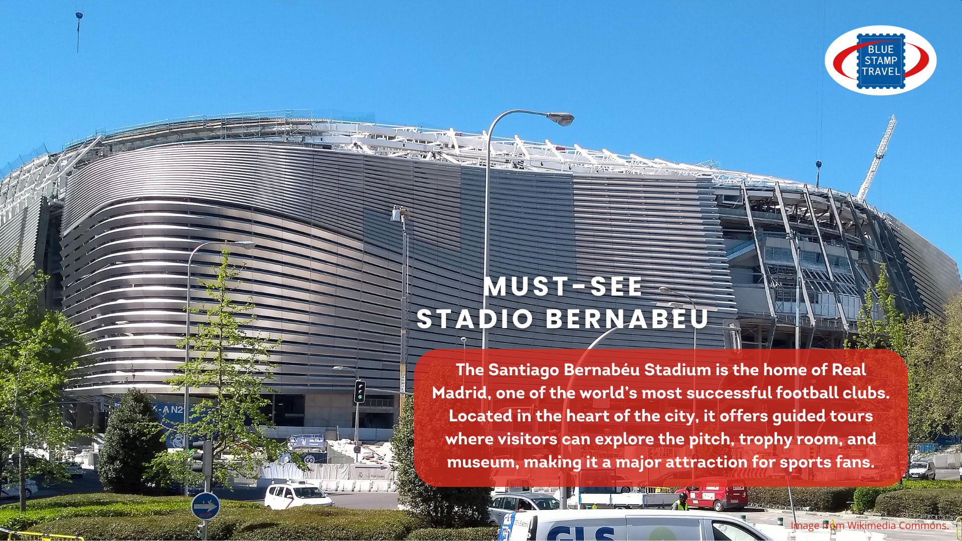 The organic facade of the Stadio Bernabeu stadium in Madrid