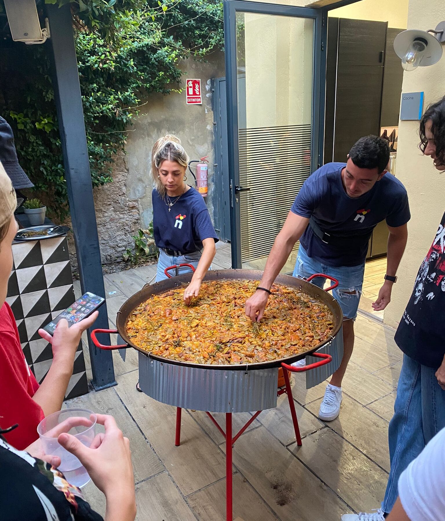 Students at a paella making workshop in Valencia.