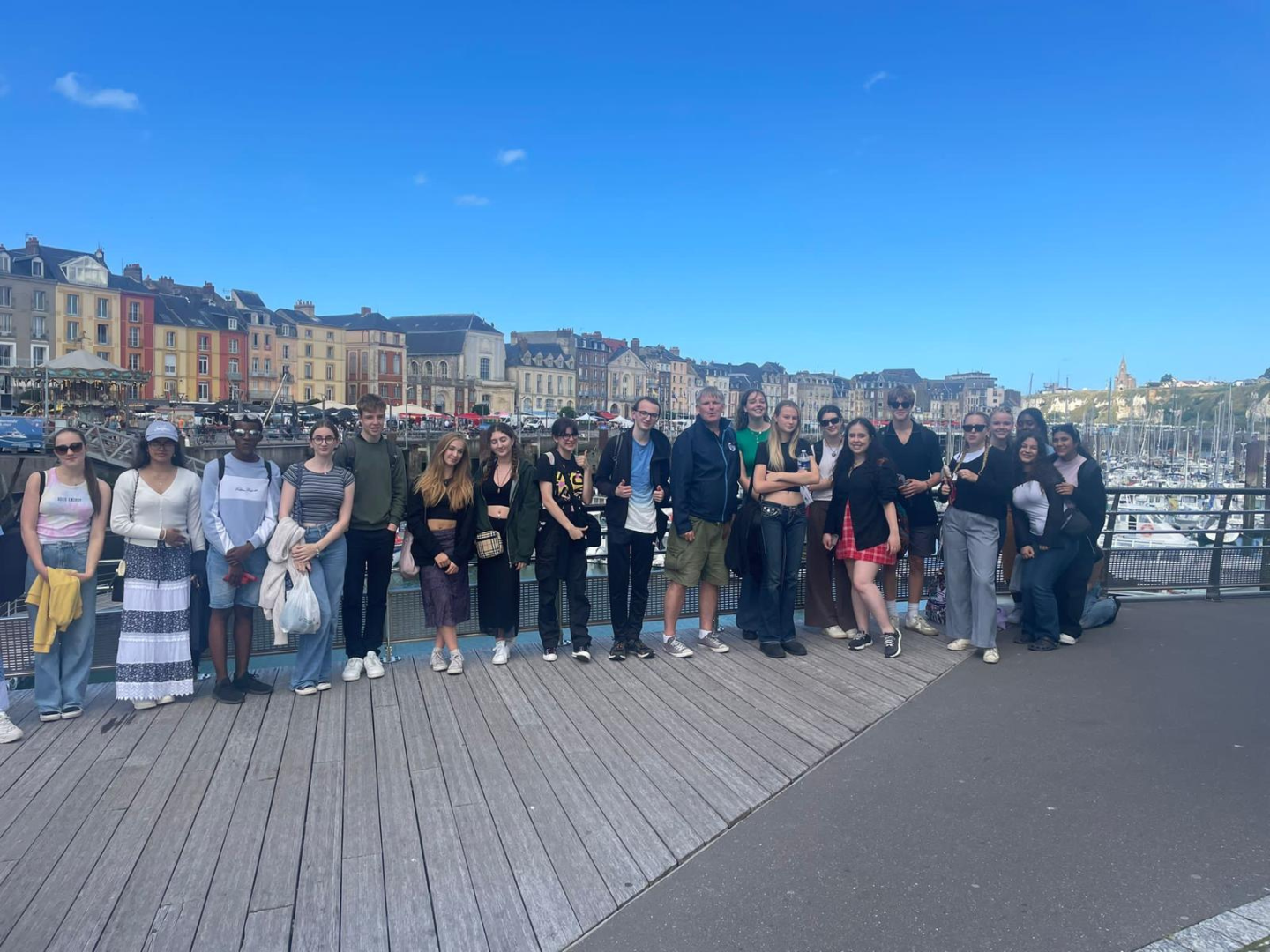 A group of students visit Honfleur while on a school trip to Rouen with Blue Stamp Travel