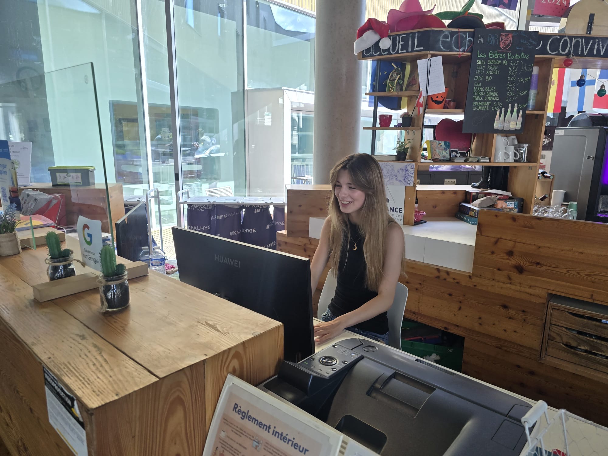 A Work Experience student works on a computer in France