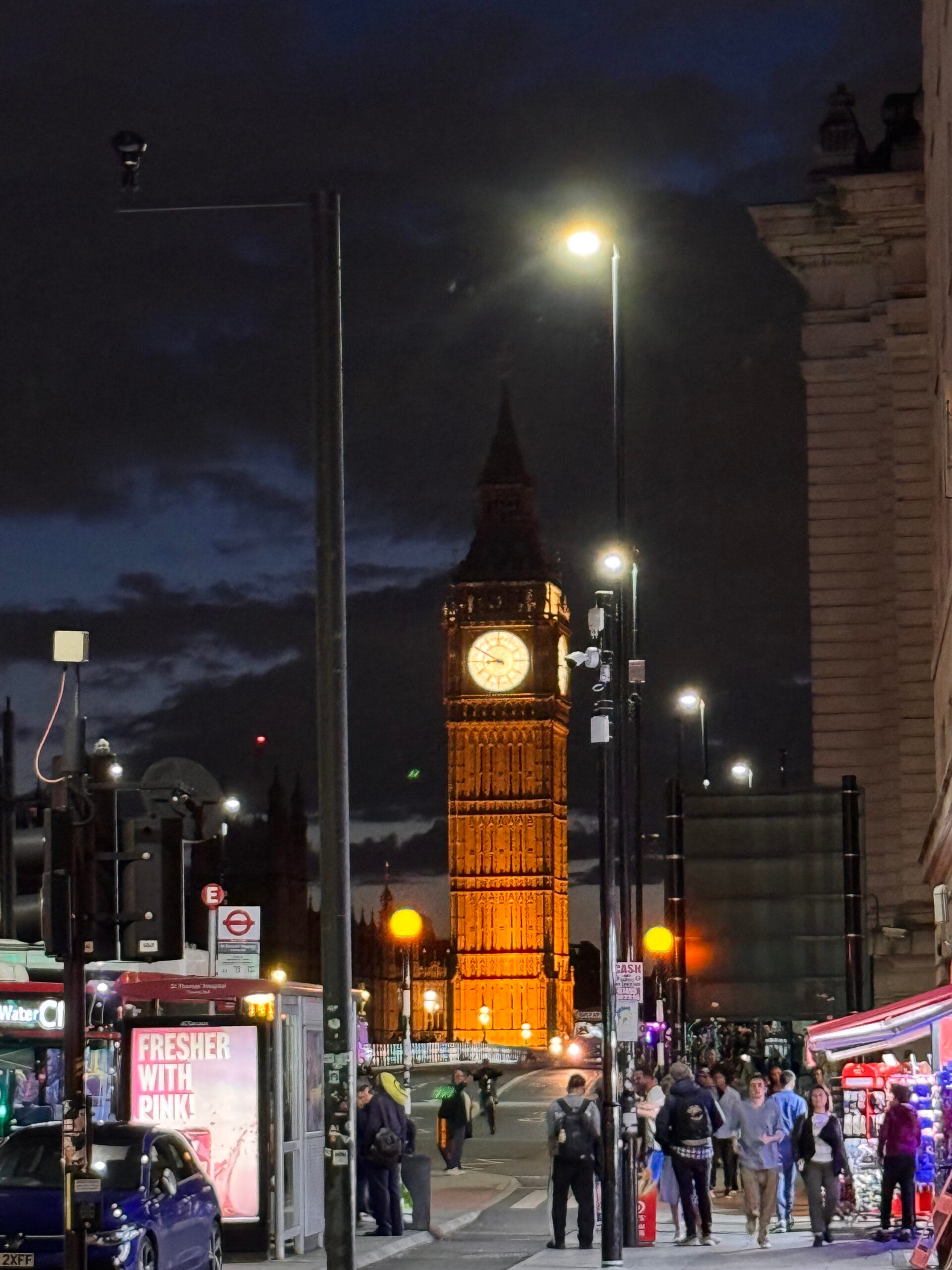 Big Ben, London, at nighttime.