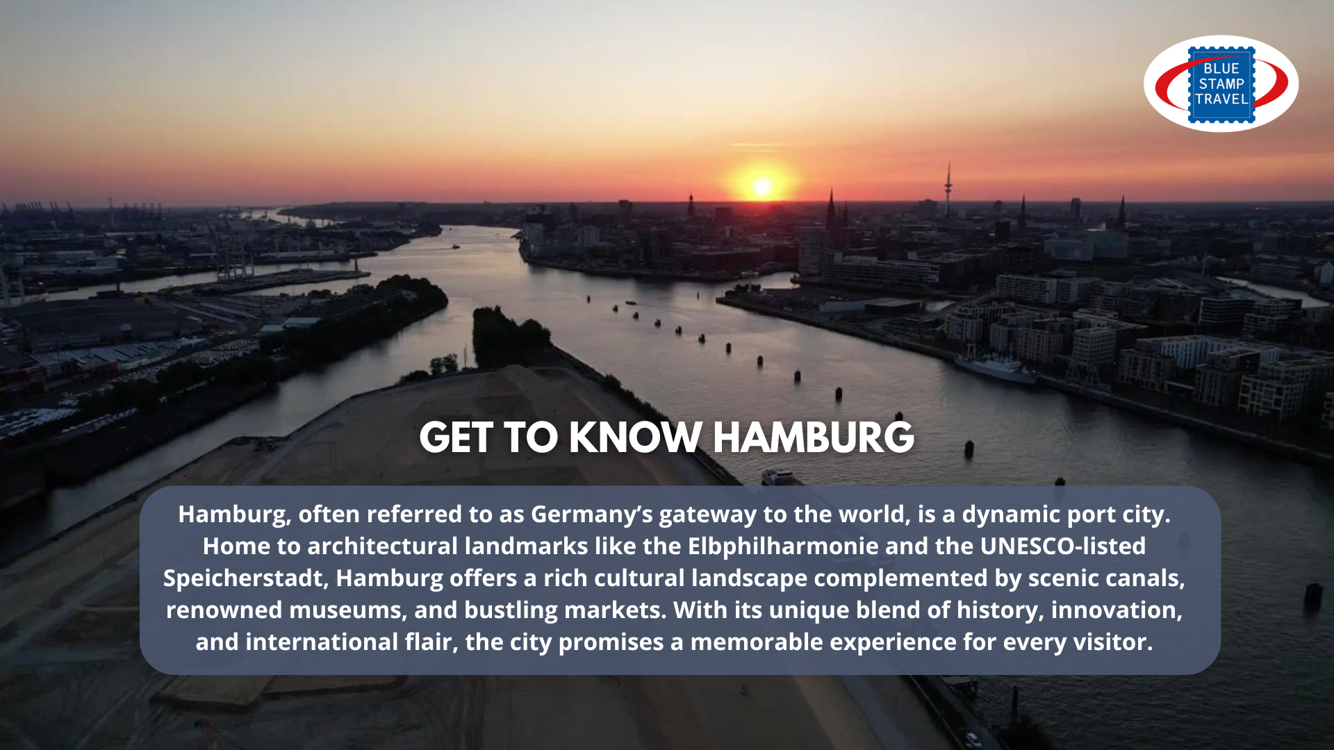 An aerial view of the river Elbe in Hamburg at dawn