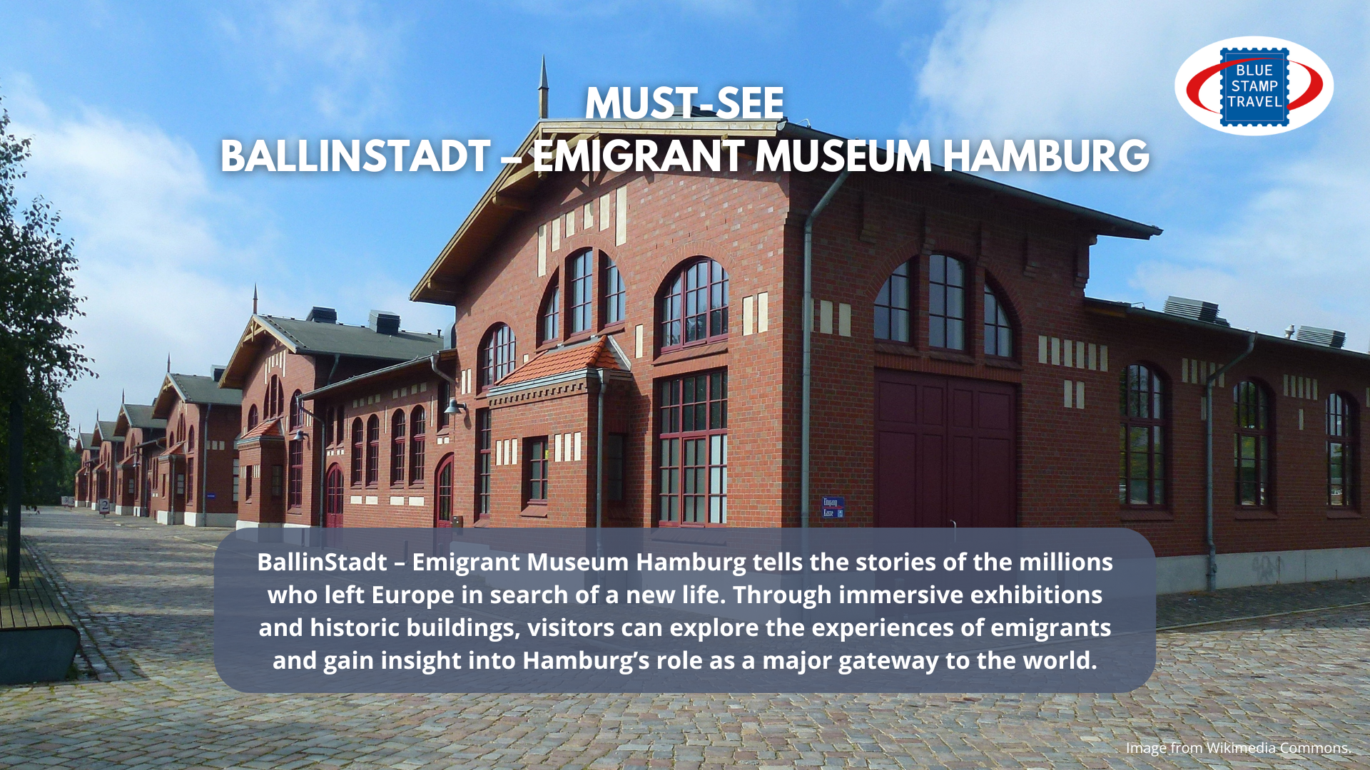 The brick buildings of the Ballinstadt Emigration Museum in Hamburg