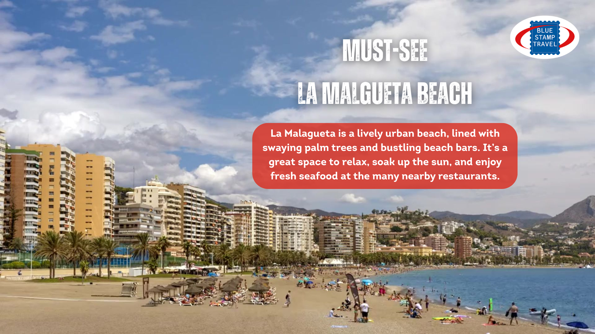 A beach with holidaymakers enjoying the sunshine