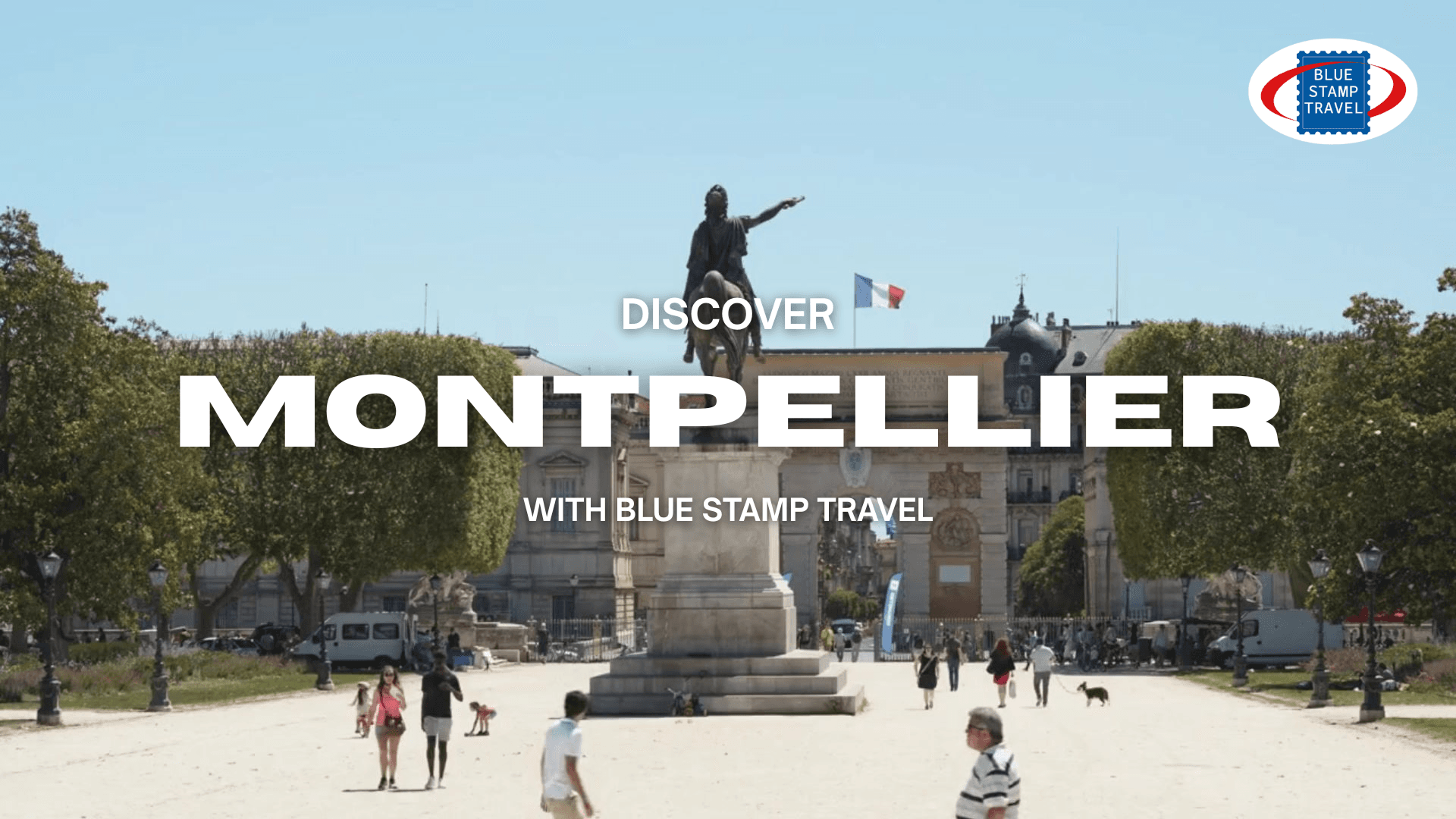 A park in Montpellier with an equestrian statue