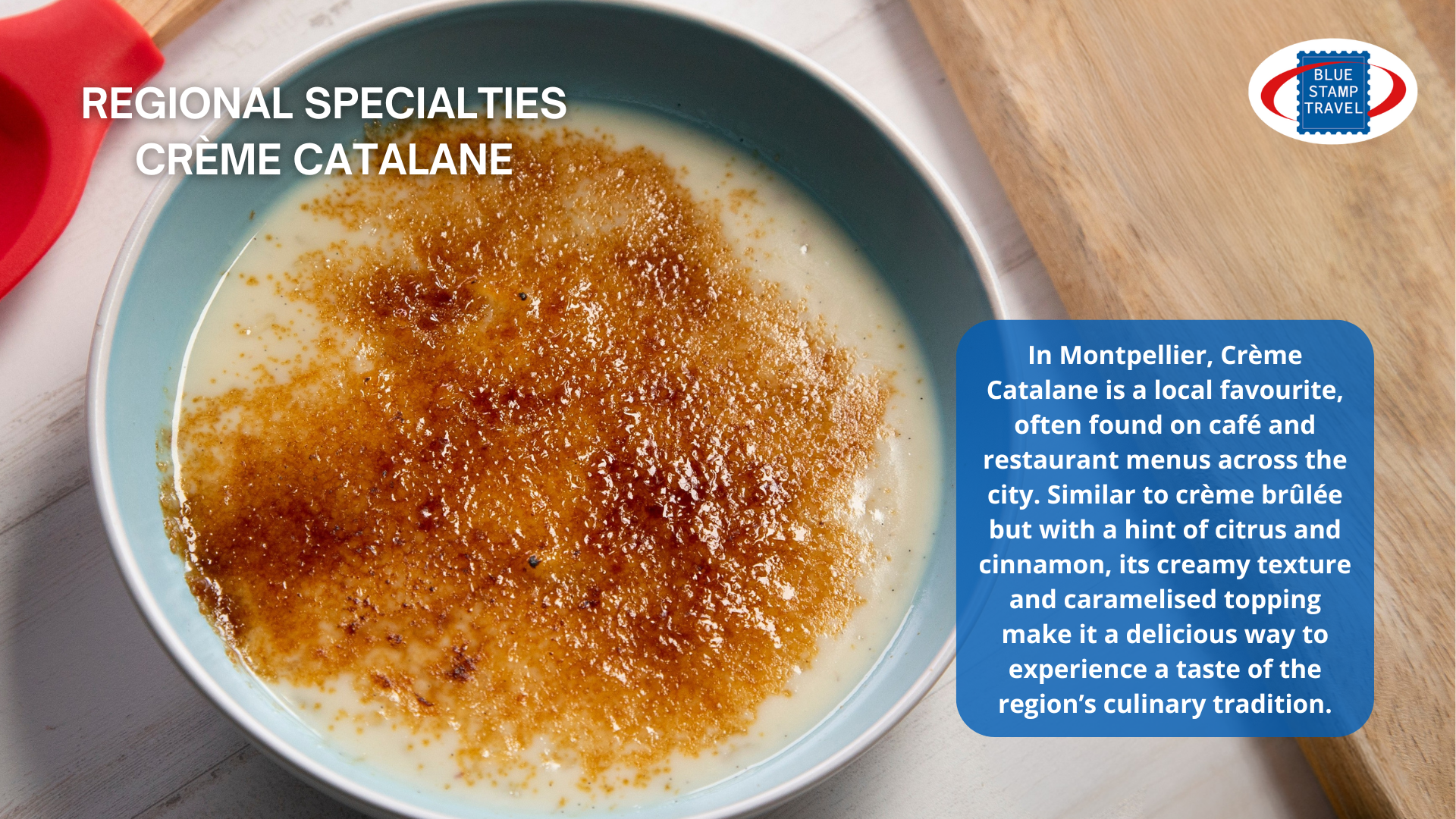 A bowl of creme catalane dessert with a caramelised surface
