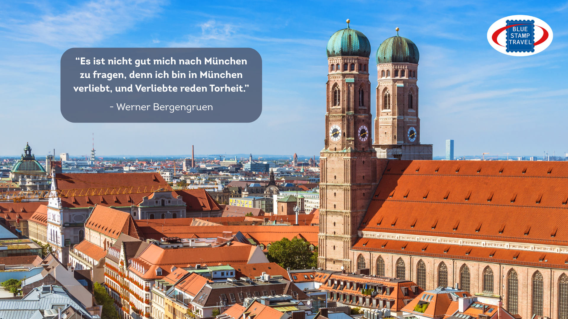A view of the Frauenkirche with a quotation in German from Werner Bergengruen