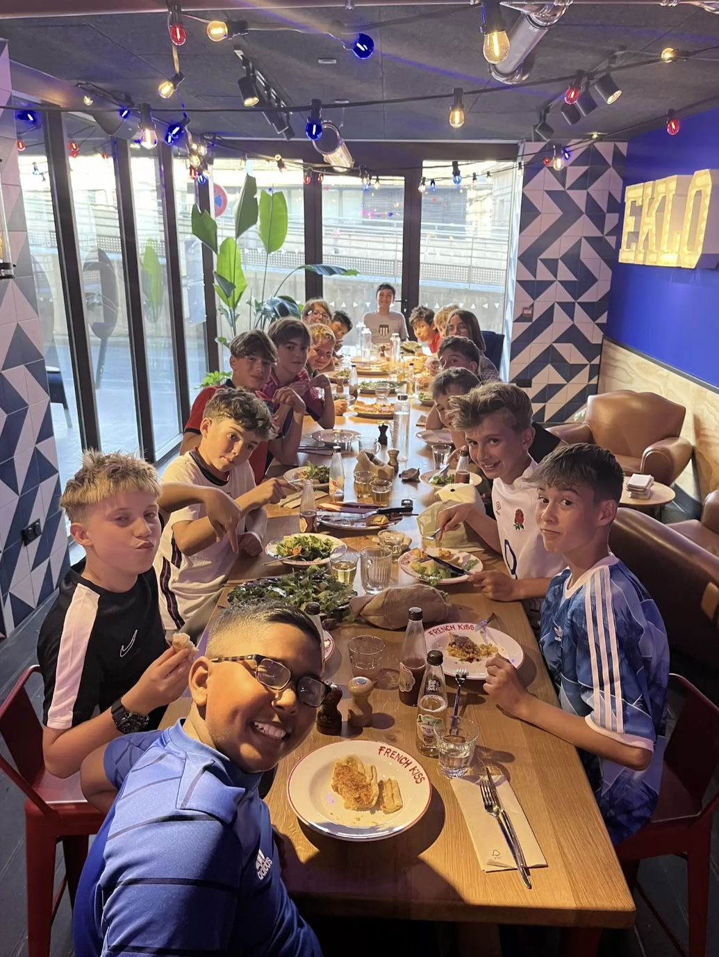Students from Beacon School having lunch in Montpellier, on their break from studying at the French school.