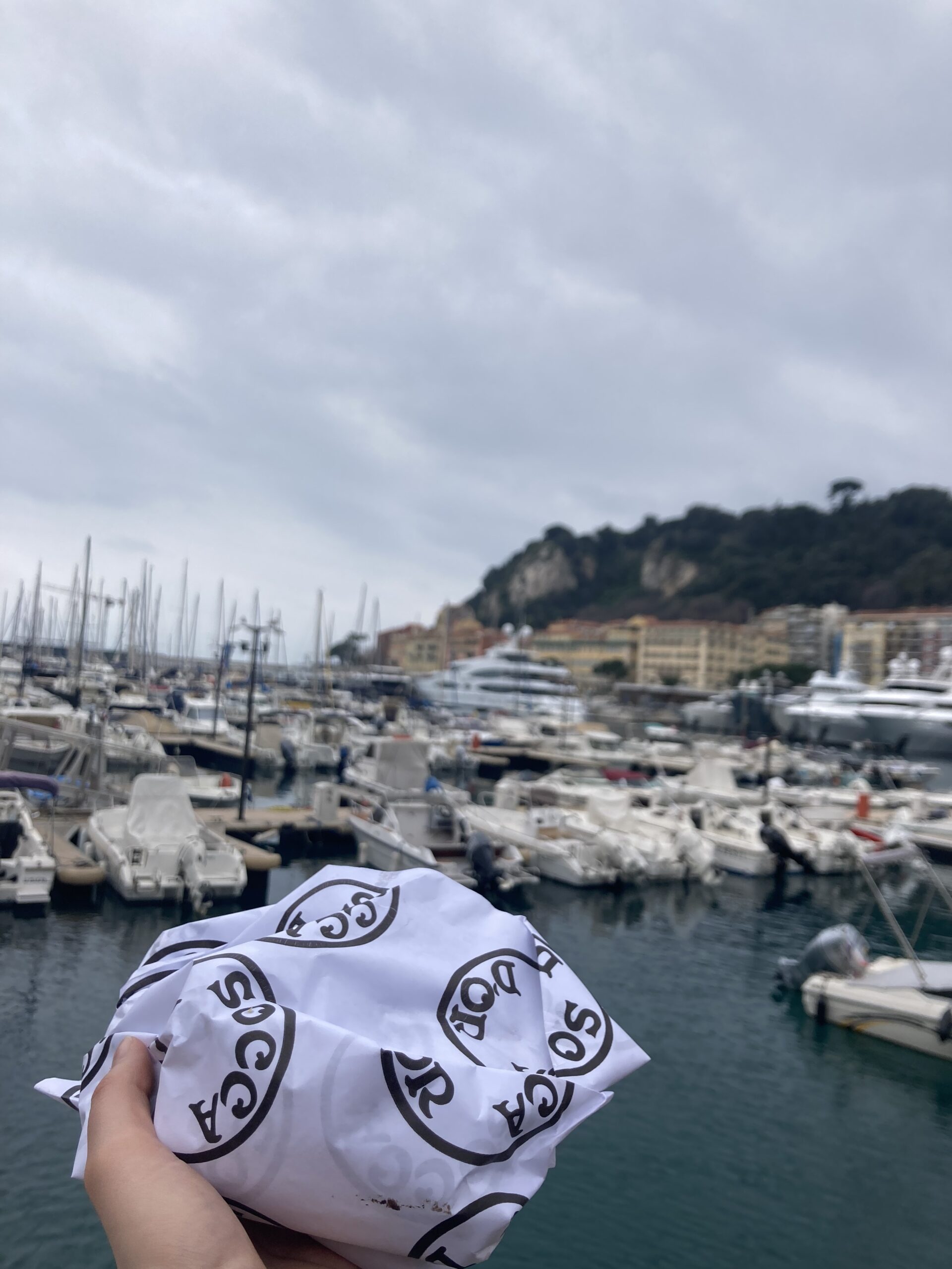 Photo of wrapped Socca in Nice, France.