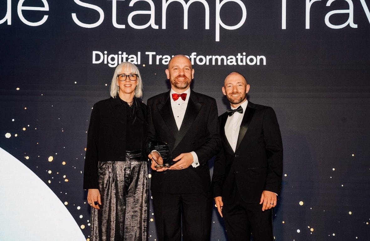 Vicky & Steve with the Digital Transformation Award at the East Midlands Chamber Business Awards.