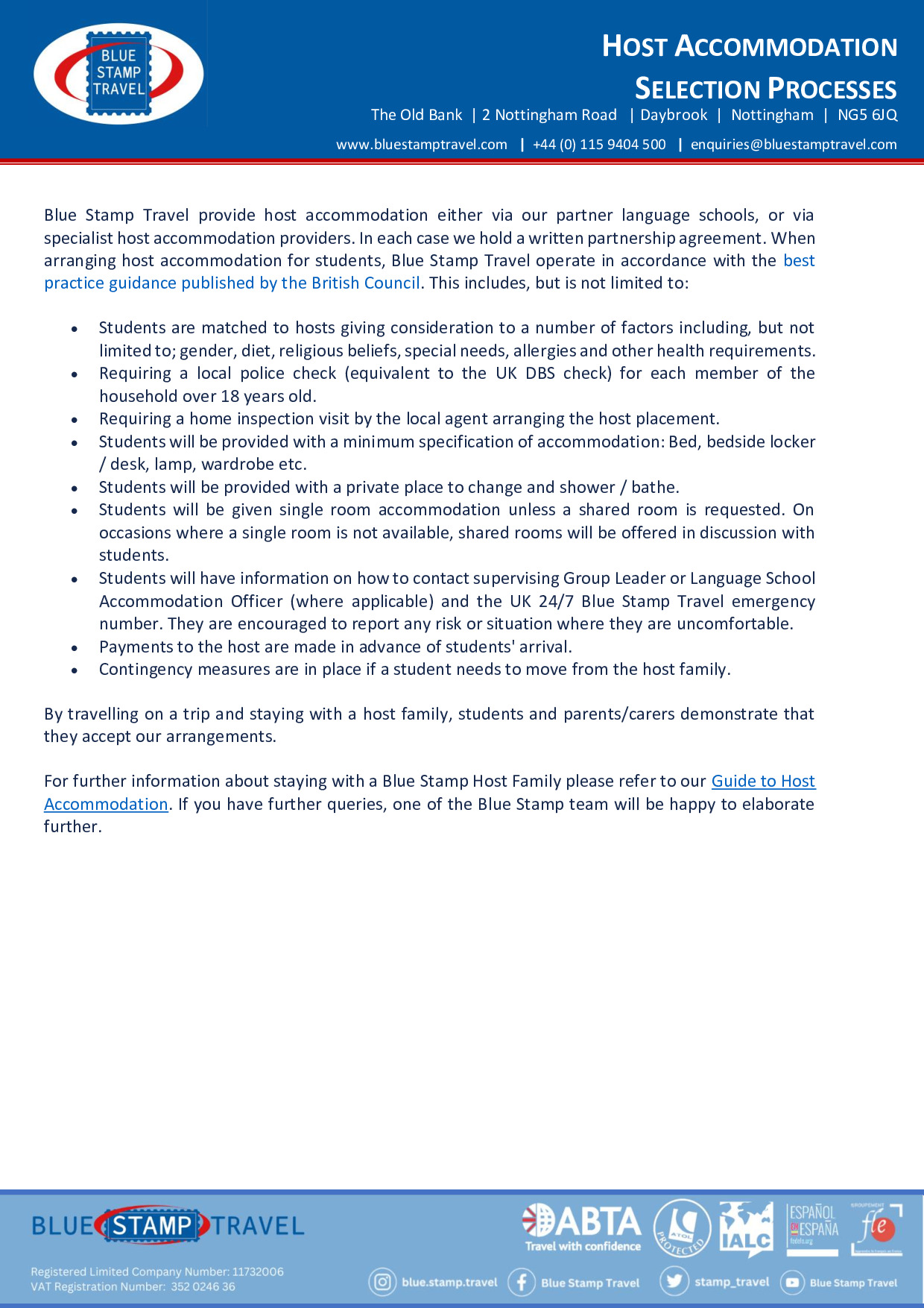 Host Accommodation Selection Process