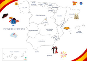 Spain Country Regions, Colouring Page and Q&A Sheets