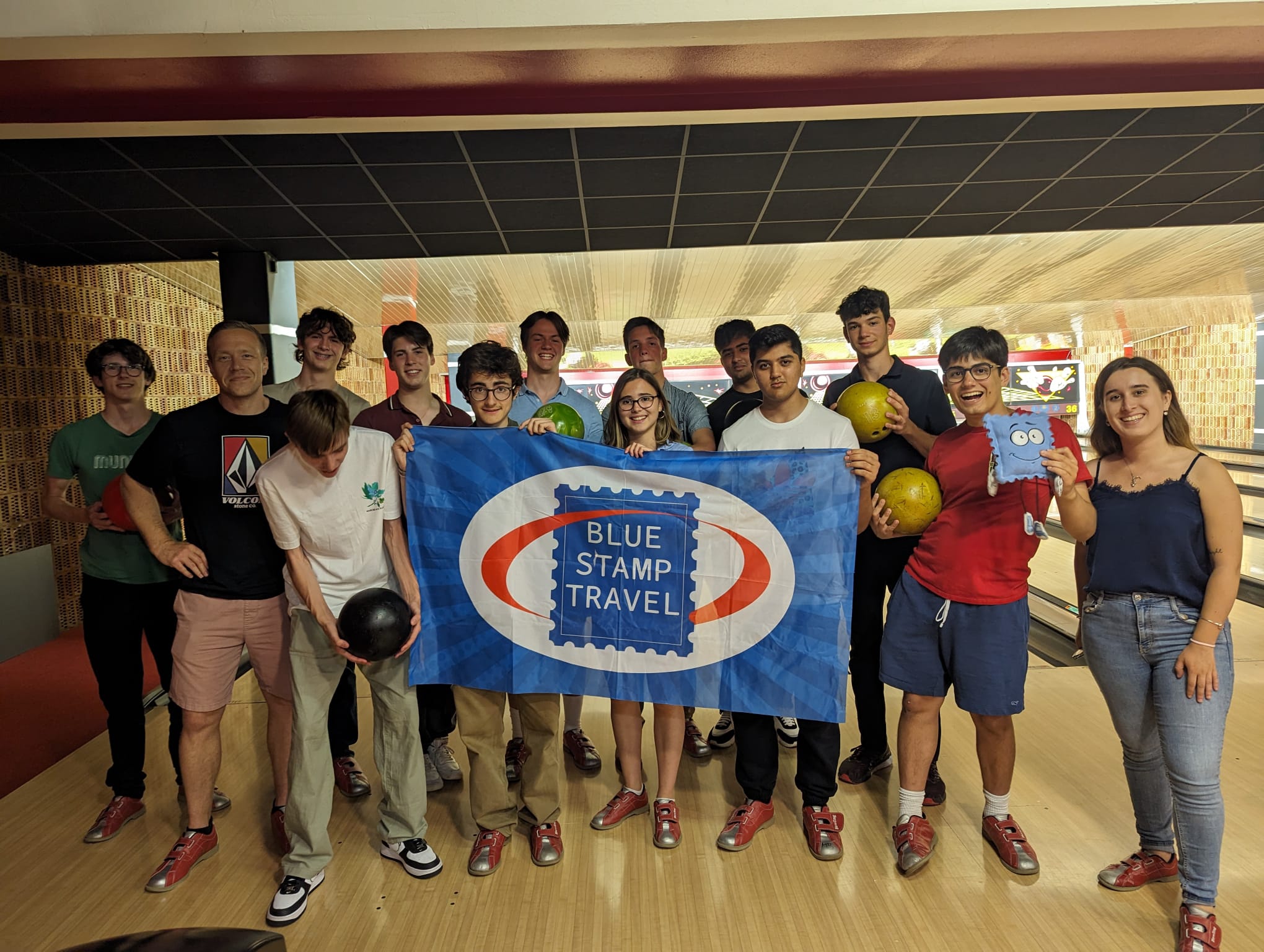 Students and Group Leaders bowling during free time in Lille.