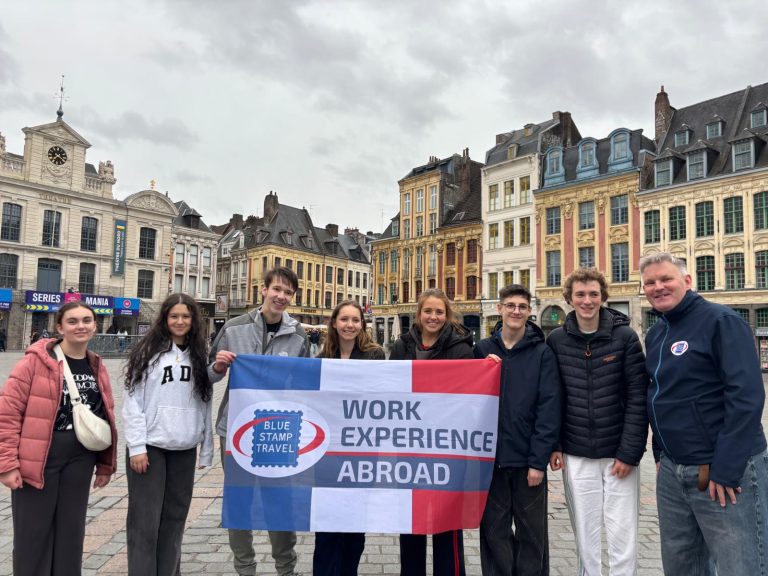 Group Leader, Justin, with his Work Experience Abroad group in Lille, Easter 2026.